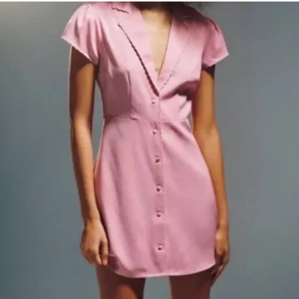 Women’s Urban Outfitters Betty Mini Pink Button Dress Medium
